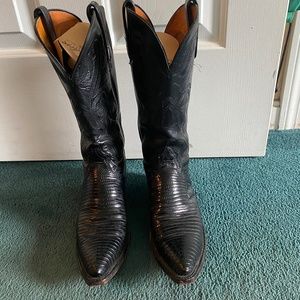Lucchese Classic Black Lizard Skin cowboy boots